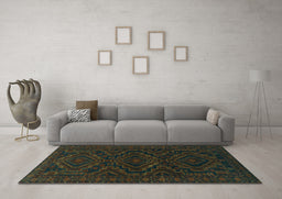 Machine Washable Persian Turquoise Traditional Area Rugs in a Living Room,, wshtr1530turq