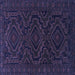 Square Machine Washable Persian Blue Traditional Rug, wshtr1530blu