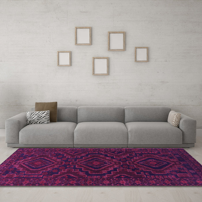 Machine Washable Persian Purple Traditional Area Rugs in a Living Room, wshtr1530pur