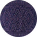 Round Machine Washable Persian Blue Traditional Rug, wshtr1530blu