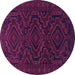 Round Machine Washable Persian Purple Traditional Area Rugs, wshtr1530pur