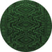 Round Persian Emerald Green Traditional Rug, tr1530emgrn