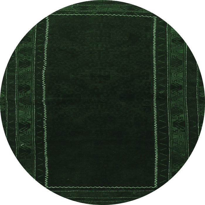 Round Persian Emerald Green Traditional Rug, tr1531emgrn