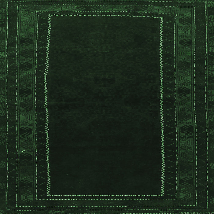Square Machine Washable Persian Emerald Green Traditional Area Rugs, wshtr1531emgrn