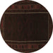 Round Persian Brown Traditional Rug, tr1531brn