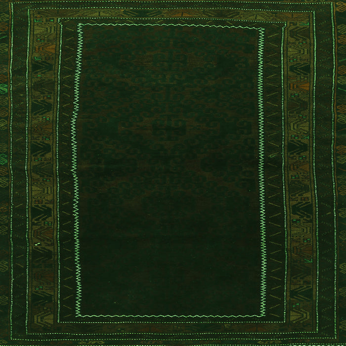 Round Machine Washable Persian Green Traditional Area Rugs, wshtr1531grn