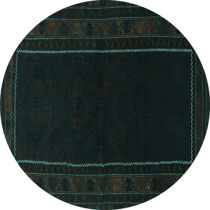 Round Persian Turquoise Traditional Rug, tr1531turq