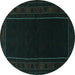 Round Persian Turquoise Traditional Rug, tr1531turq