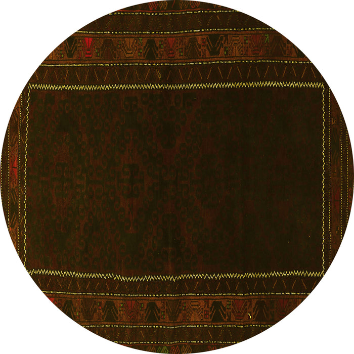 Round Machine Washable Persian Yellow Traditional Rug, wshtr1531yw