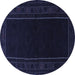 Round Machine Washable Persian Blue Traditional Rug, wshtr1531blu