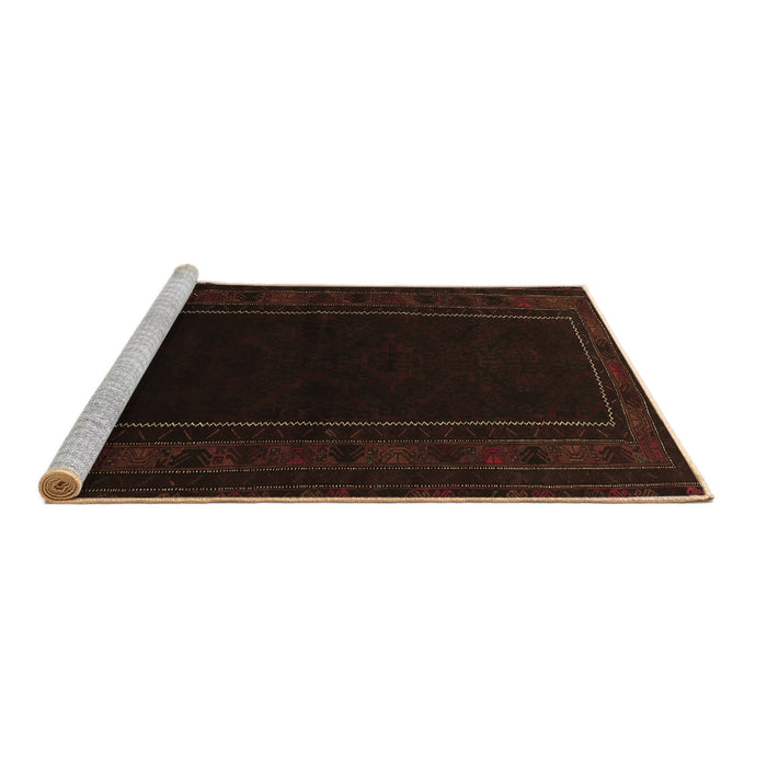 Sideview of Machine Washable Persian Brown Traditional Rug, wshtr1531brn