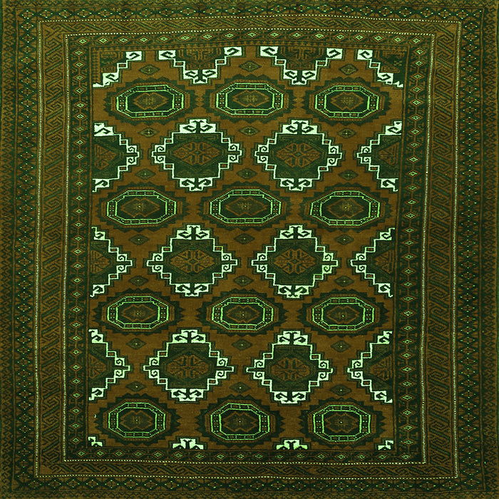 Round Machine Washable Persian Green Traditional Area Rugs, wshtr1532grn