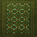 Round Machine Washable Persian Green Traditional Area Rugs, wshtr1532grn