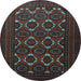 Round Persian Light Blue Traditional Rug, tr1532lblu