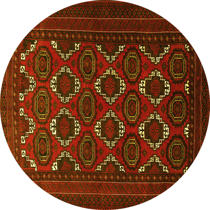 Round Machine Washable Persian Yellow Traditional Rug, wshtr1532yw