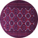 Round Machine Washable Persian Purple Traditional Area Rugs, wshtr1532pur