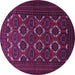Round Persian Purple Traditional Rug, tr1532pur