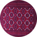 Round Machine Washable Persian Pink Traditional Rug, wshtr1532pnk