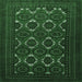 Square Machine Washable Persian Emerald Green Traditional Area Rugs, wshtr1532emgrn