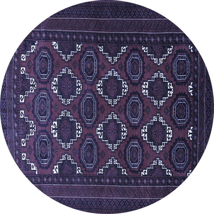 Round Machine Washable Persian Blue Traditional Rug, wshtr1532blu