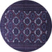 Round Machine Washable Persian Blue Traditional Rug, wshtr1532blu