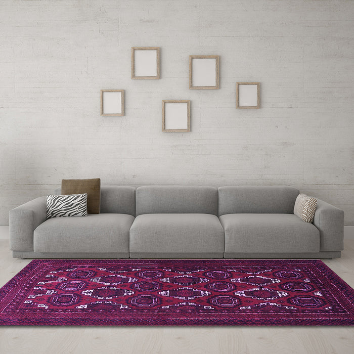 Machine Washable Persian Purple Traditional Area Rugs in a Living Room, wshtr1532pur