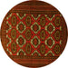 Round Persian Yellow Traditional Rug, tr1532yw