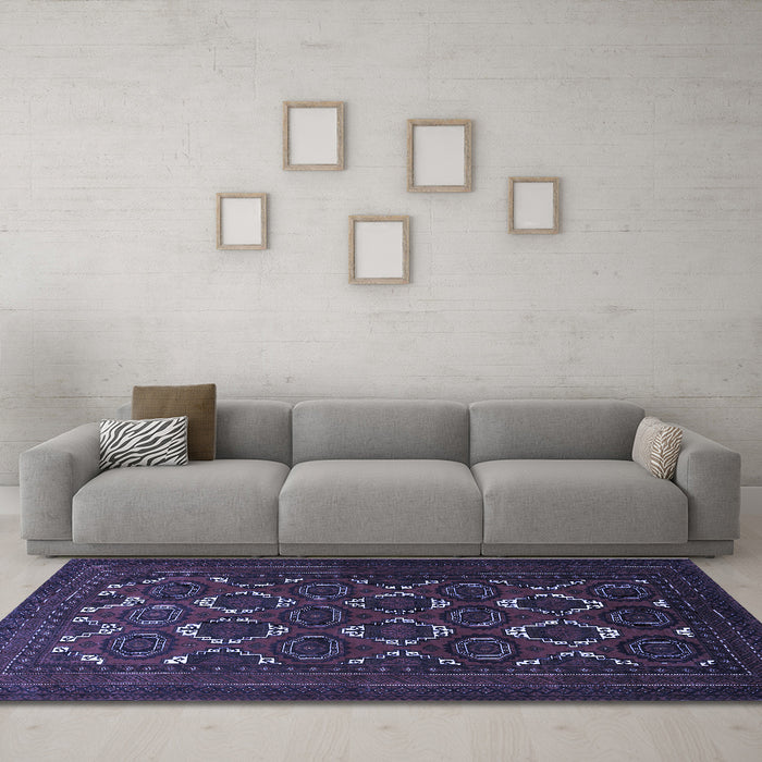 Machine Washable Persian Blue Traditional Rug in a Living Room, wshtr1532blu