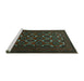 Sideview of Machine Washable Persian Turquoise Traditional Area Rugs, wshtr1532turq