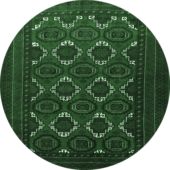 Round Persian Emerald Green Traditional Rug, tr1532emgrn