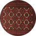 Round Persian Brown Traditional Rug, tr1532brn