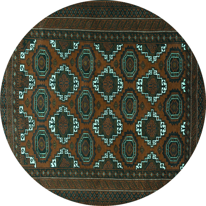 Round Persian Turquoise Traditional Rug, tr1532turq