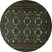 Round Persian Turquoise Traditional Rug, tr1532turq