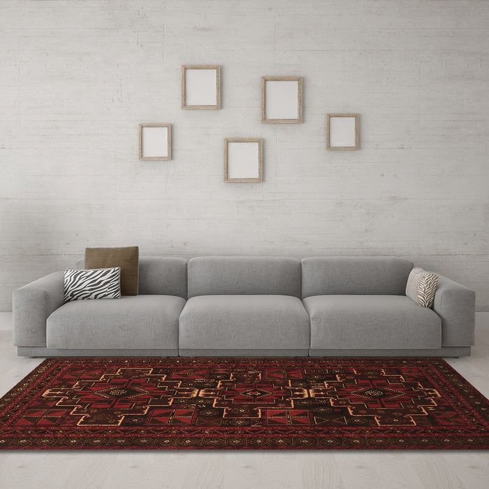 Machine Washable Persian Brown Traditional Rug in a Living Room,, wshtr1533brn