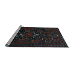 Sideview of Machine Washable Persian Light Blue Traditional Rug, wshtr1533lblu