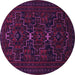 Round Machine Washable Persian Purple Traditional Area Rugs, wshtr1533pur