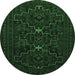 Round Machine Washable Persian Emerald Green Traditional Area Rugs, wshtr1533emgrn