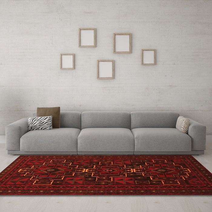 Machine Washable Persian Orange Traditional Area Rugs in a Living Room, wshtr1533org