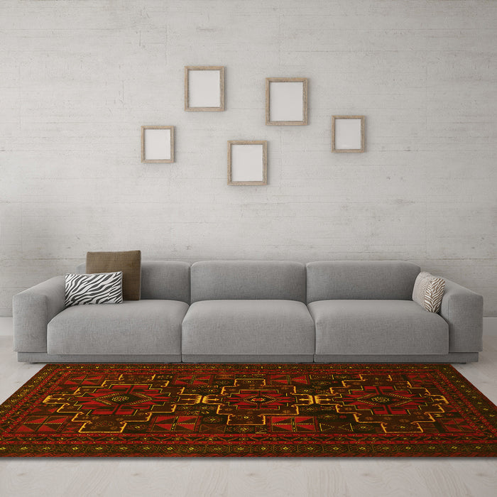 Machine Washable Persian Yellow Traditional Rug in a Living Room, wshtr1533yw