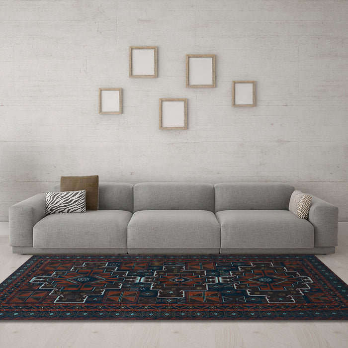 Machine Washable Persian Light Blue Traditional Rug in a Living Room, wshtr1533lblu