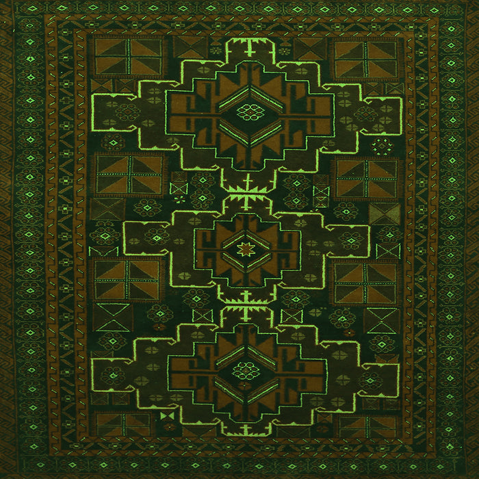 Round Machine Washable Persian Green Traditional Area Rugs, wshtr1533grn