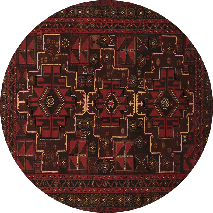 Round Persian Brown Traditional Rug, tr1533brn