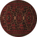 Round Persian Brown Traditional Rug, tr1533brn