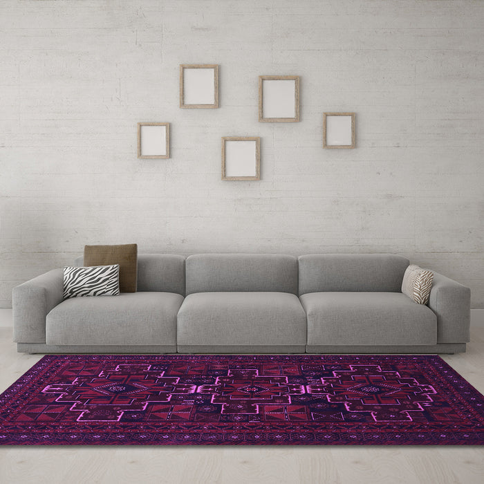 Machine Washable Persian Purple Traditional Area Rugs in a Living Room, wshtr1533pur