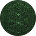 Round Persian Emerald Green Traditional Rug, tr1533emgrn