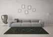 Machine Washable Persian Turquoise Traditional Area Rugs in a Living Room,, wshtr1533turq