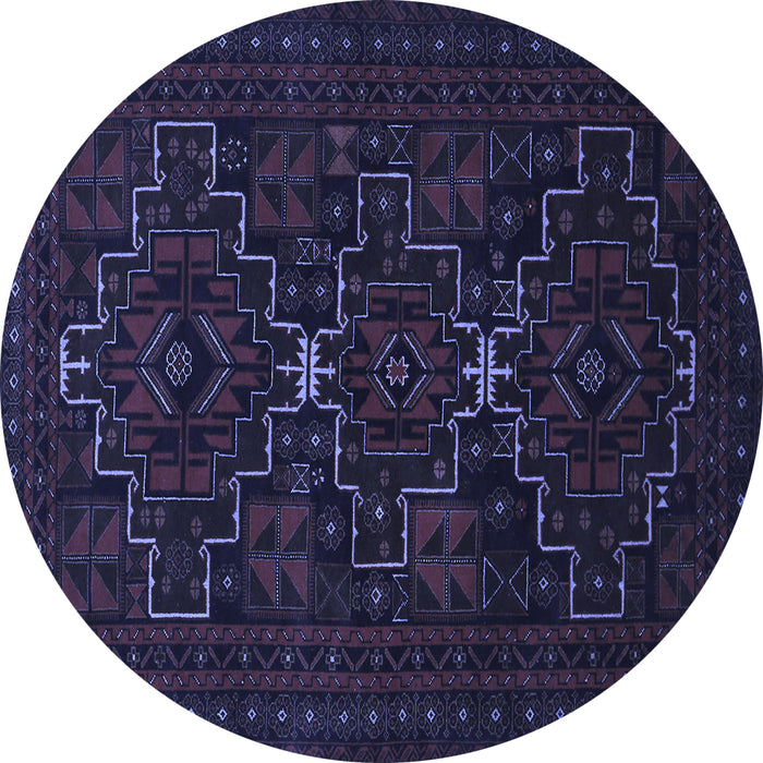 Round Persian Blue Traditional Rug, tr1533blu