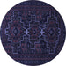 Round Persian Blue Traditional Rug, tr1533blu