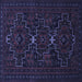 Square Machine Washable Persian Blue Traditional Rug, wshtr1533blu