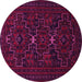 Round Machine Washable Persian Pink Traditional Rug, wshtr1533pnk